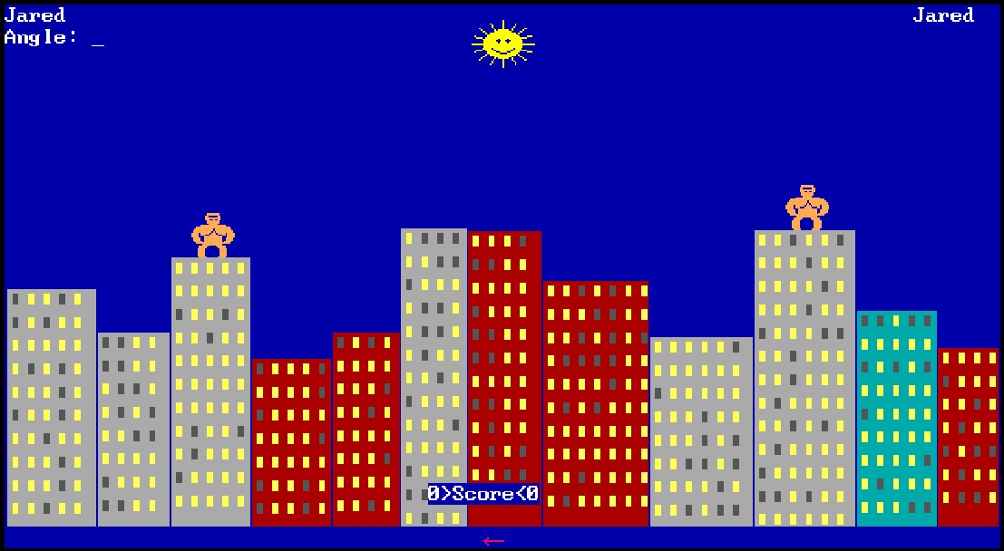 The classic QBasic game of Gorrilas.